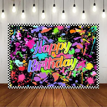Светещи в тъмното фон за снимки, цветни графити, на фона на партита честит рожден Ден, темата на партито с черен светлина