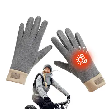 Топлинни ръкавици Есенни и зимни велосипедни ръкавици със сензорен екран, двуслойни Плюс кадифени ръкавици за ски