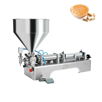 Търговски пневматична машина за бутилиране на паста, машина за бутилиране на мляко и мед, с двойна глава от неръждаема стомана