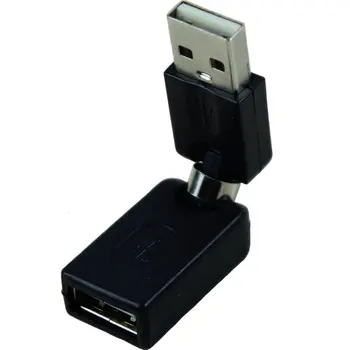 Удлинительный адаптер USB2.0, с възможност за завъртане на 360 градуса (черен)