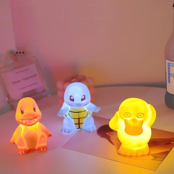 Фигурки Pokemon Пикачу, Светлинен модел, играчки-орнаменти, аниме-фигурка Сквиртл Чармандер, кукли с електрическо осветление, Коледни подаръци за деца