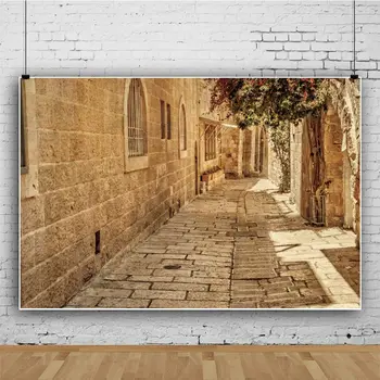 Фон за снимки в Стария Ерусалим в Тясна улица за сватбени партита, на фона аксесоари, тапети за фотобудки за деца и възрастни