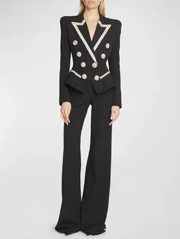 ХАЙ СТРИЙТ е най-Новият Дизайнерски сако 2024 г., Женски Блейзър с диаманти, расшитый мъниста, прави панталони