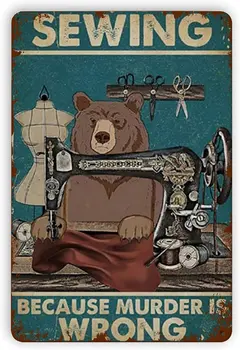 Шиене на мечка, защото убийството - това е погрешно, Репродукция метални калай означения, забавни декорации за калай означения в ретро стил