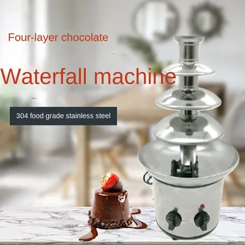 Шоколадов фонтан ITOP Машина за приготвяне на шоколадов водопад от неръждаема стомана с функция за топене и подгряване на 4 нива Търговска употреба