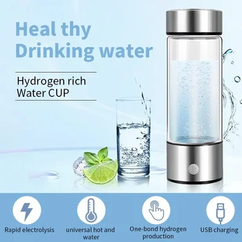 чаша за вода с обем от 420 мл, обогатена с водород, Електрическа Бутилка за генератор вода, обогатени с водород, Титанов Качествен филтър, Ръчен Антиоксидант Йонизатор